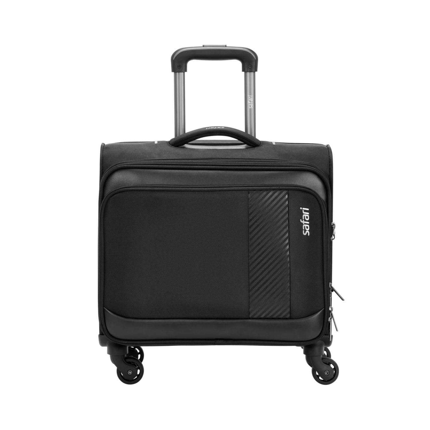Safari Nylon Select Ascent Overnighter Laptop 8 Wheel Spinner Soft Trolley Bag with TSA Lock and Laptop Compartment, Front Open, Airline Compliant, Black, Small, 47 cm-image-29