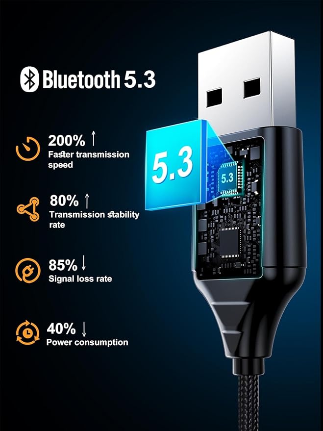 Receptor Bluetooth MaedHawk para Coche, Adaptador BT5.3 a AUX 3.5mm miniatura 3