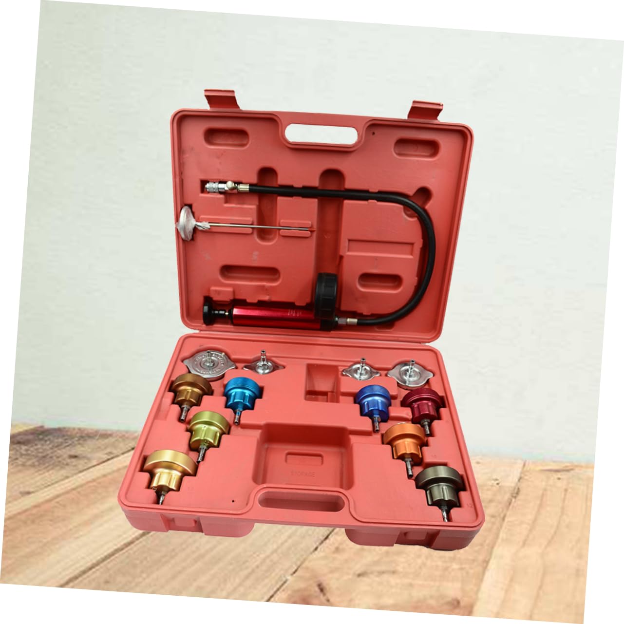 KICHOUSE 14Pcs Leak Detector Tool for Car Radiator Water Pressure Testing Tank Leak Detection Vacuum Purge Kit for Automotive Cooling Systems