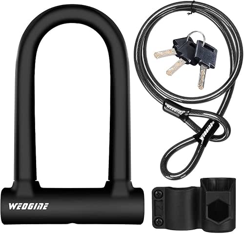 Bike U Lock with 5ft Security Cable 17mm Shackle, Bike