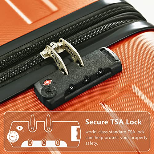 Merax 3 Piece Expandable Abs Hardshell Luggage Sets Spinner Wheel Suitcase Tsa Lock Suit Case, Orange, (20/24/28) #TOP4