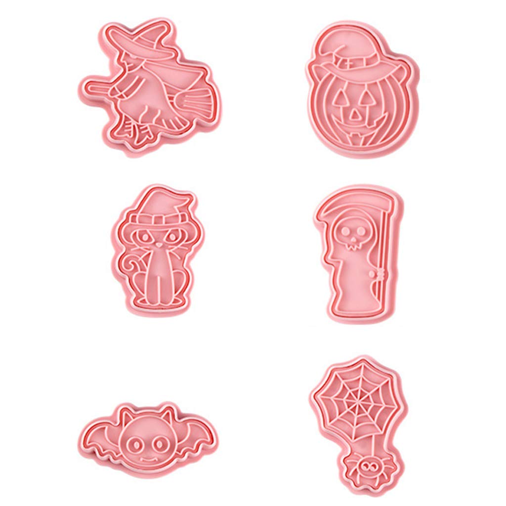 Horoshop 6Pcs Halloween Cookie Cutters for DIY Fondant Biscuit,Cookie Stamps Tool