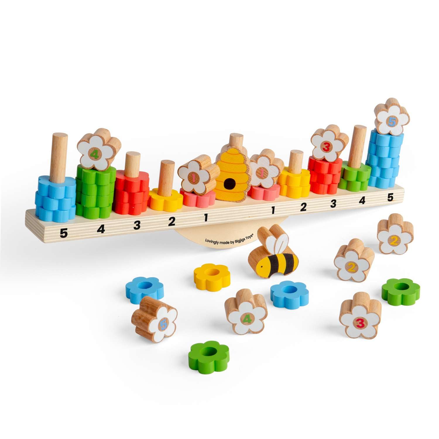 Bigjigs Toys Bee Balanced Spiel, 44-teiliges Holz-Stapel- & Balancespiel