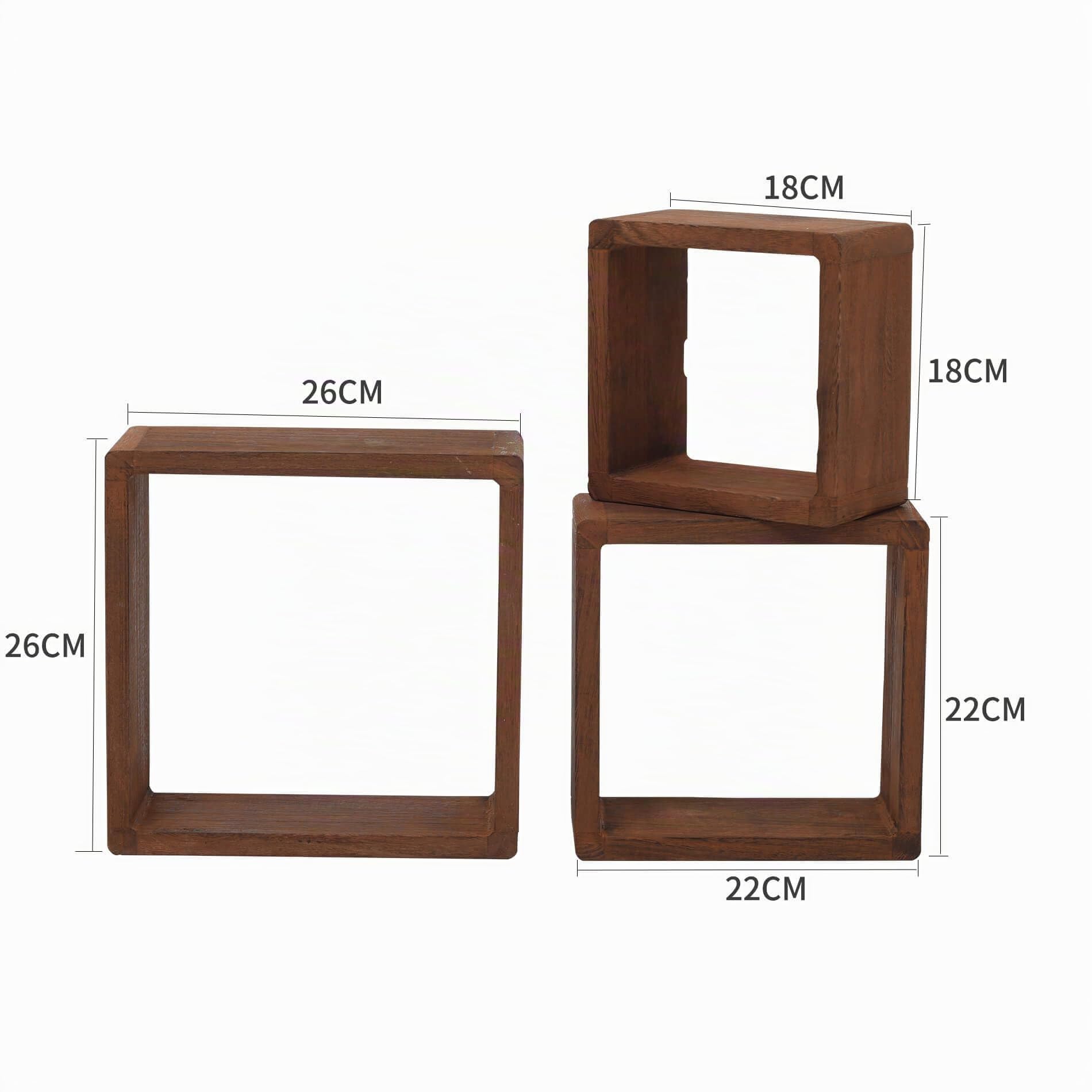 Rebecca Mobili Lot 3 Etageres Carre en Bois Clair, Etageres Suspendues Murales, Bibliotheque pour Chambre Salon – Dimensions: 26 x 26 x 9 cm (HxLxL) - Art. RE4180