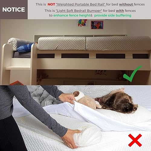 Miniatura 7 de Wonder Space Protector de parachoques para riel de cama para niños pequeños, acolchado de barandilla para cama infantil, anticolisión, mayor altura,