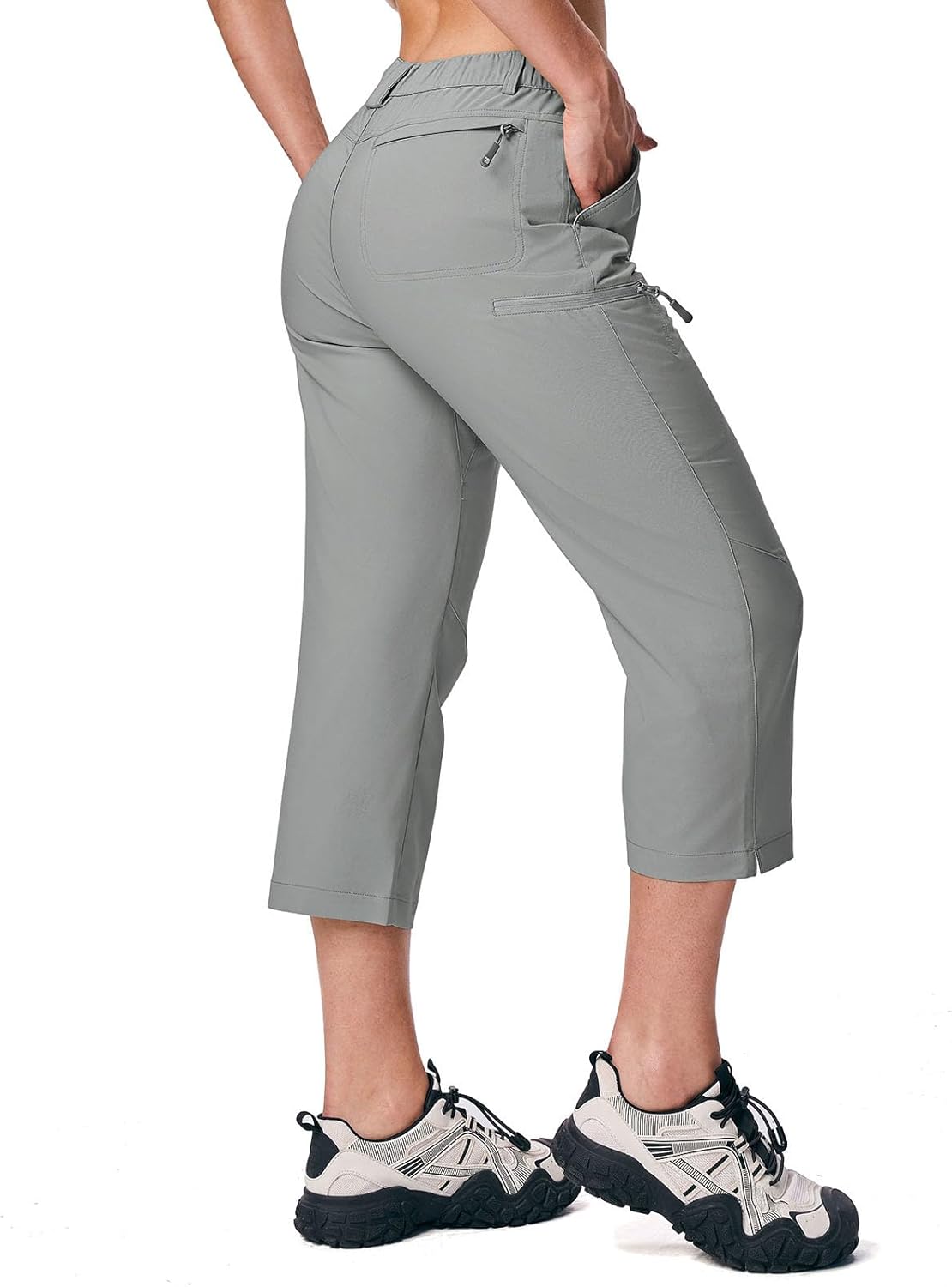 YSENTO Capri Pants for Women with Cargo Zipper Pockets Lightweight Stretch UPF 50 Quick Dry Summer Hiking Capris