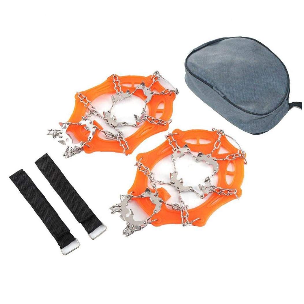 Ice Snow Grips, 19 Teeth Walk Traction Ice Cleat Spikes Edelstahlspikes und strapazierfähiges Silikon für Stiefel und Schuhe Skifahren im Freien Wandern Klettern Gehen Joggen