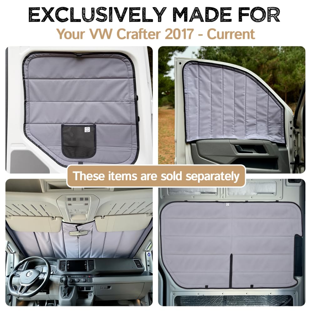 Living in a Bubble Isolierte verdunkelnde Frontscheibenabdeckungen für Volkswagen Crafter 2017 und höher (Rear Door 2017-Current)