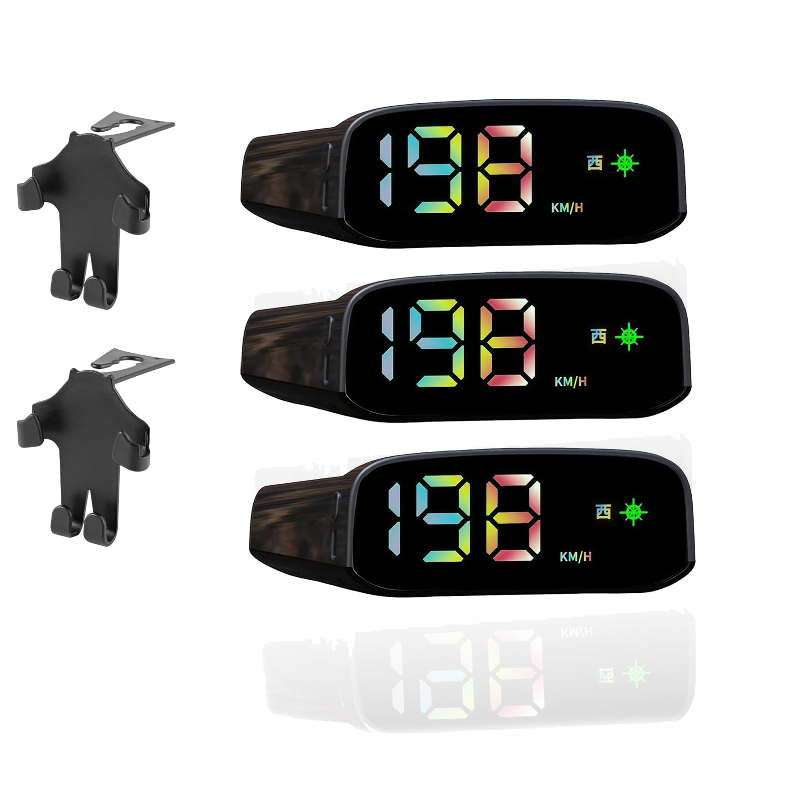 Tachimetro ad energia solare per auto, con GPS, schermo LED, solare e USB-C, punto preciso, Plug Play (3 pezzi)