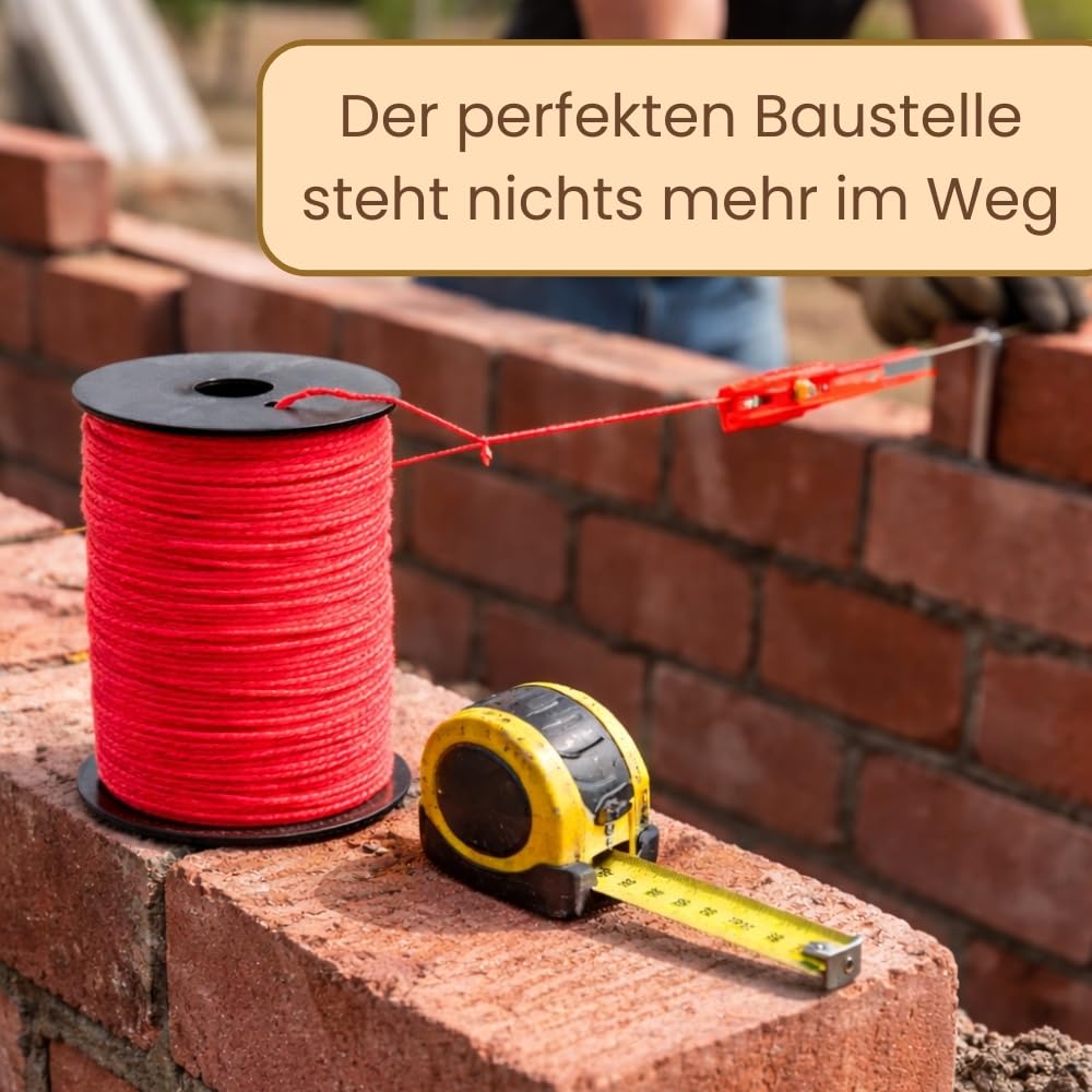 Maurerschnur rot gelb 12er Set Richtschnur 100 m 2 mm reißfeste Schnur Pflasterschnur Bauschnur Mauerschnur Lotschnur Spannschnur Absteckschnur Verlegeschnur