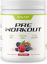 Snap Supplements Pre Workout Beet Root Powder, Nitric Oxide Supplements for Men and Women - Energy and Circulation Support, 8.8 oz, (30 Servings,1 Month Supply), Mixed Berry