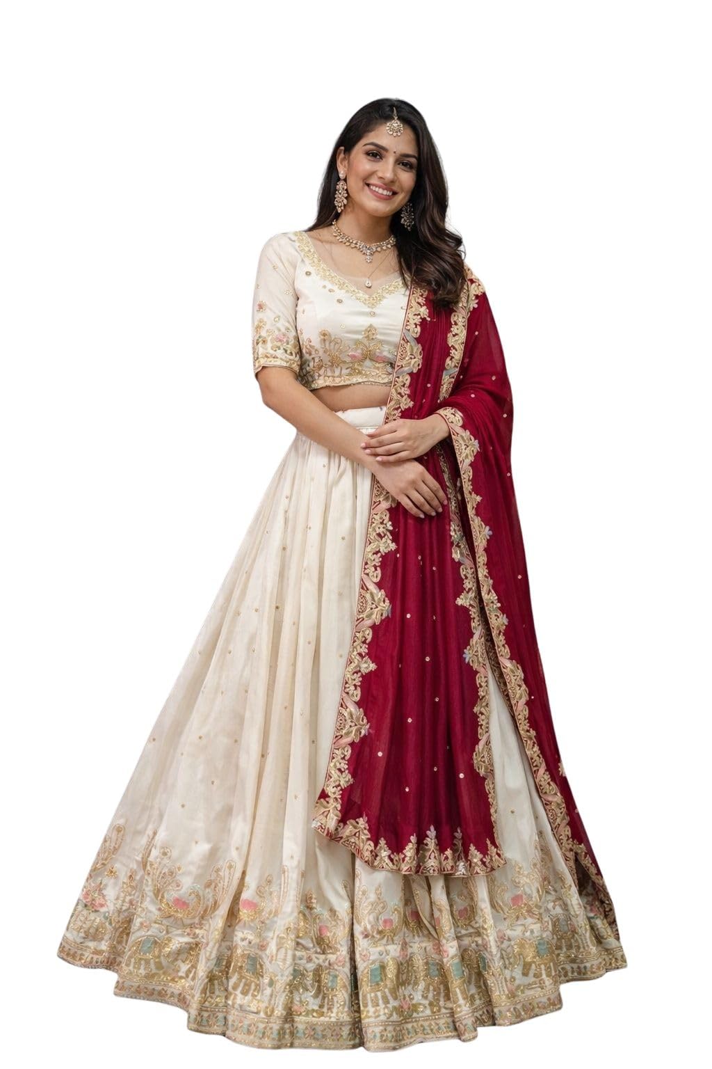 Festival Special Vichitra Silk Embroidered Semi-Stitched Lehenga Choli Sequence & Thread Work Lehenga Choli with Sequence Work Bloues-image-5