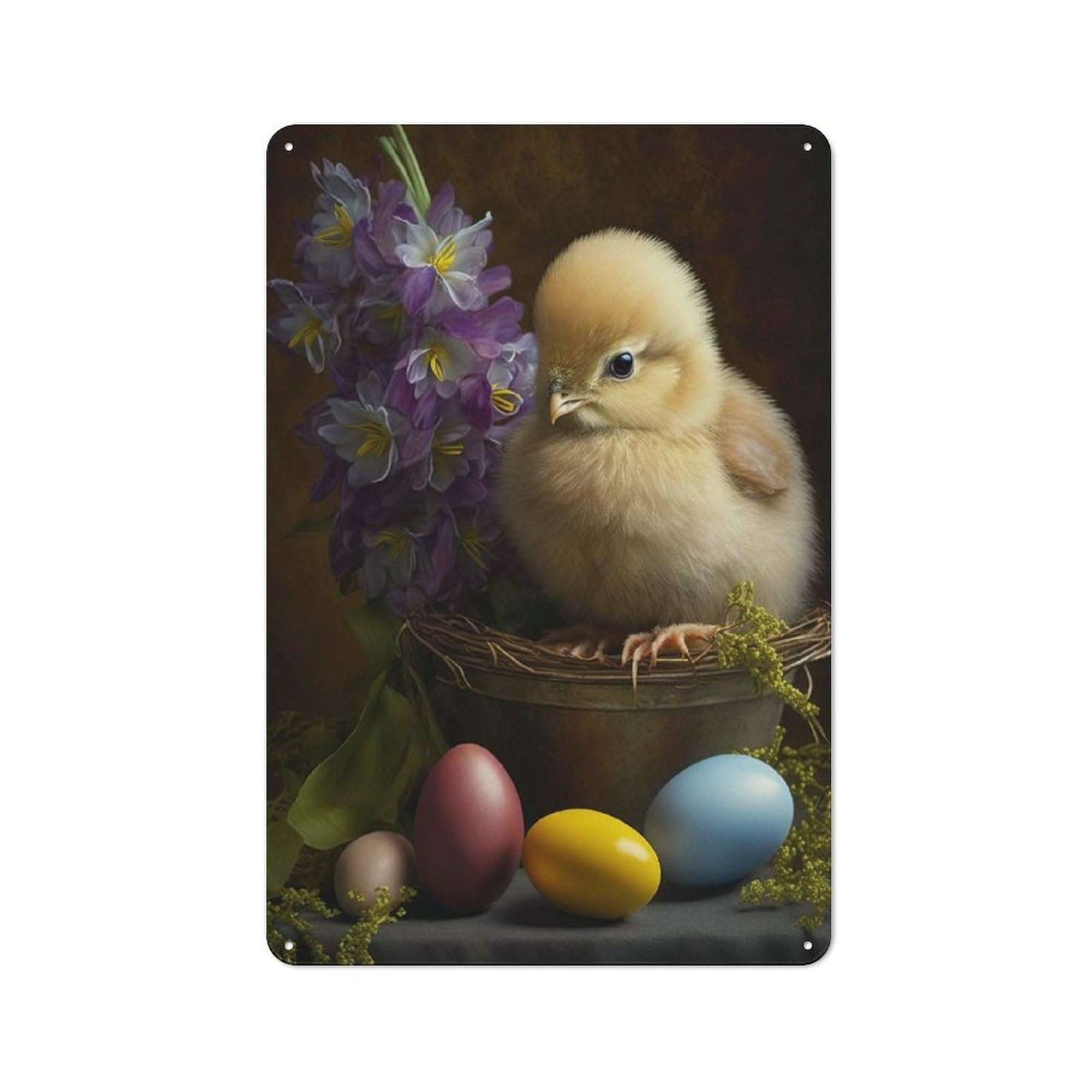 Junmoney Easter Tin Wall Plaque 30X20cm With For Home Office Or Studio, A New Home Present For Creative Workspace Decorators