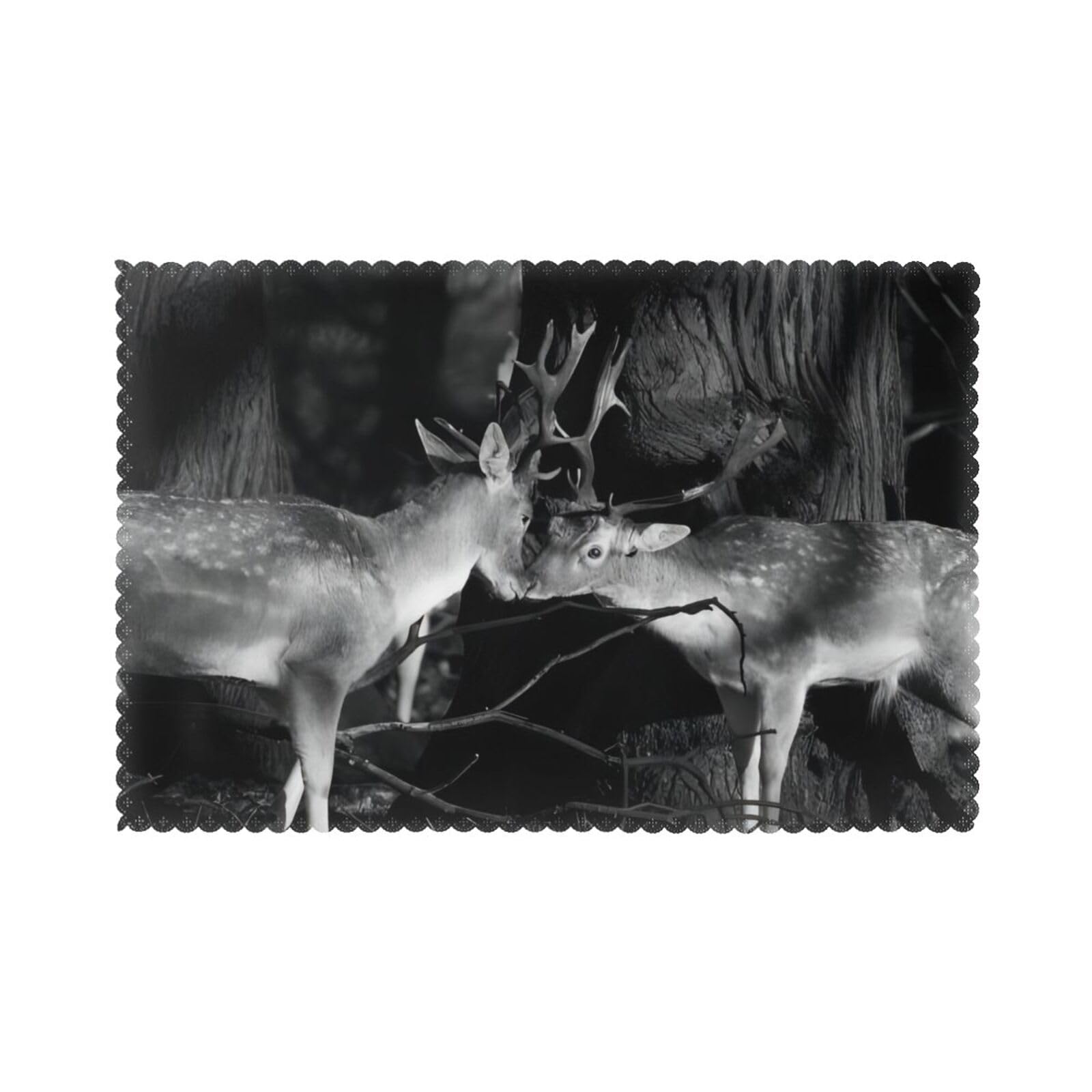 WHJSHOP Lovely Deer Couple Prints Placemats Set of 6 12x18in – Transform Your Table into a Cozy Haven for Memorable Meals