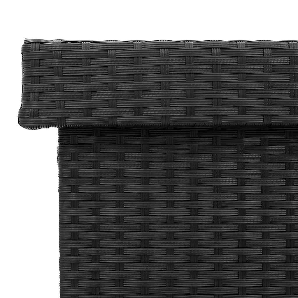Skrzynia ogrodowa na kółkach, czarna, 160 x 55 x 75 cm, polirattan, skrzynia ogrodowa, skrzynia na poduszki, na taras, balkon, do przechowywania, przechowywania w sposób odporny na warunki