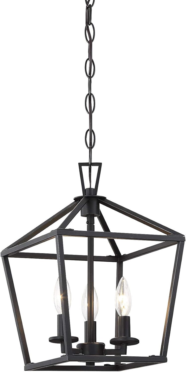 Savoy House 3-320-3-89 Townsend Open Frame Pendant Lantern Ceiling Light, 3-Light 180 Total Watts, 15" H x 10" W, Matte Black