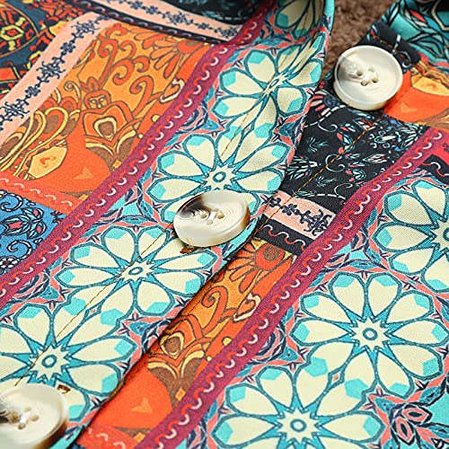 Casaco estampado de inverno, yuwao casaco feminino vintage com capuz solto forro de lã estampado flo