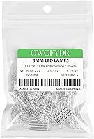 Vista 6 de 100 lámpara LED de diodo de luz blanca cálida de 5mm (Lente Transparente Redonda DC 3V 20mA) Bombilla de iluminación, componente electrónico, luz