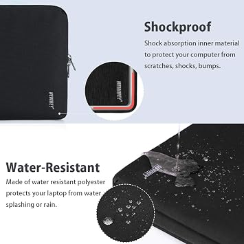NEWHEY Laptop Sleeve Case 14 Inch Water Repellent Laptop Cover Bag Shock Resistant Notebook Protective Bag with Small Case Black