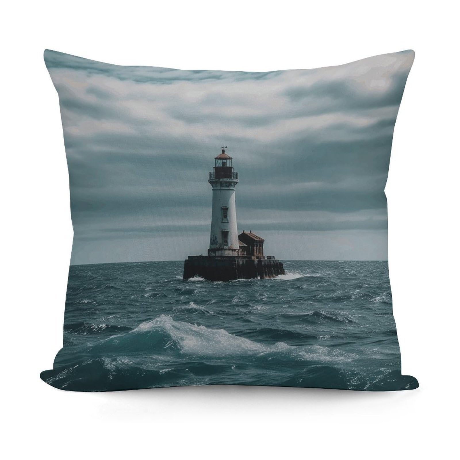 VstaDank Lighthouse Ocean Throw Pillow Covers Fade-Resistant Plush Pillow Case Cozy Square Cushion Case Removable Pillowcase Exquisite Pillow Shams Soft Pillow Protector 18"x18"