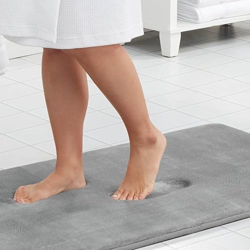 Miniatura 31 de Genteele Tapete de baño de espuma viscoelástica, antideslizante, absorbente, súper acogedor, de terciopelo (17 x 24 pulgadas, color beige)