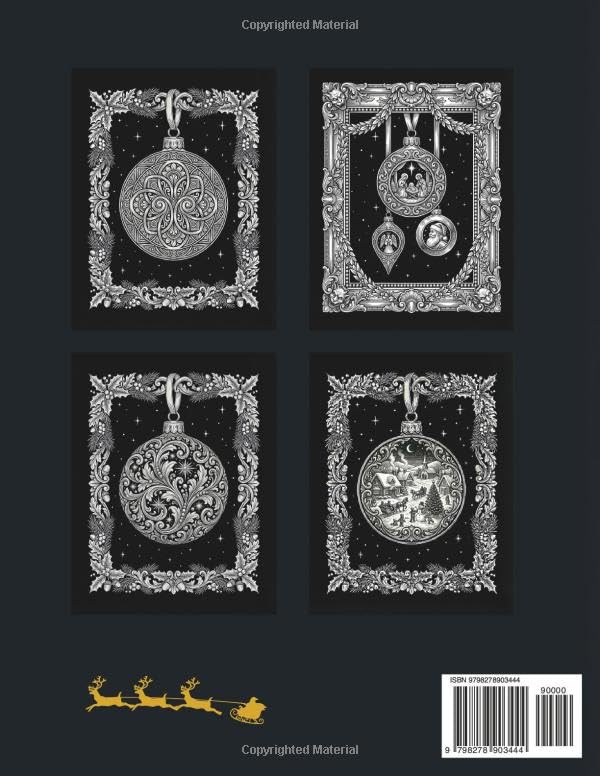 Miniatura 2 de Nocturne Ornaments Christmas Colouring Book for Adults 50 Elegant Vintage Classic Designs on Black Pages and Dark Backgrounds