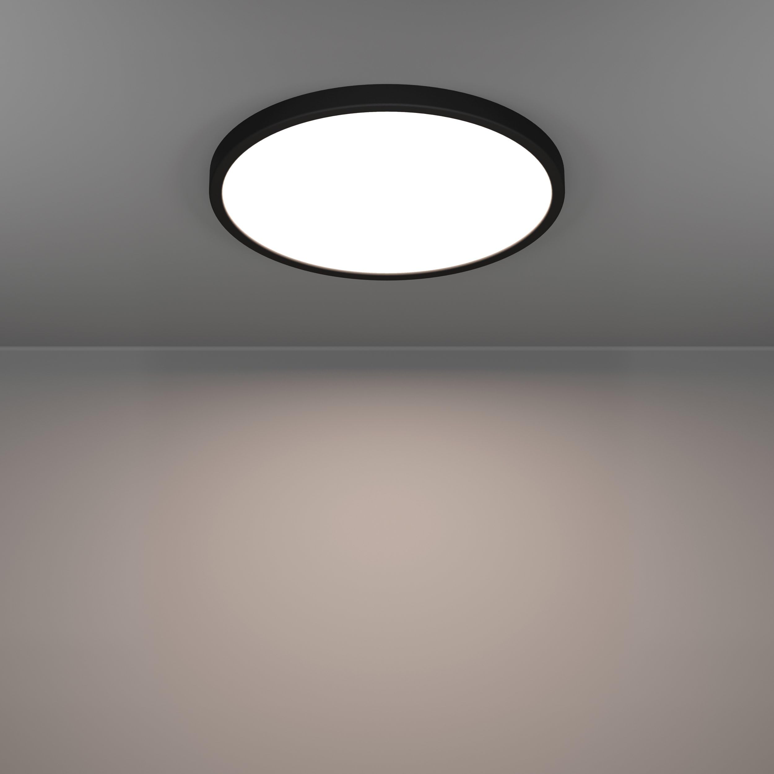 EGLO connect.z Smart-Home LED Bad Deckenlampe Fueva 6-Z, Ø 38,9 cm, ZigBee, App und Sprachsteuerung Alexa, Lichtfarbe (warmweiß-kaltweiß), dimmbar, Deckenleuchte Badezimmer schwarz, IP44
