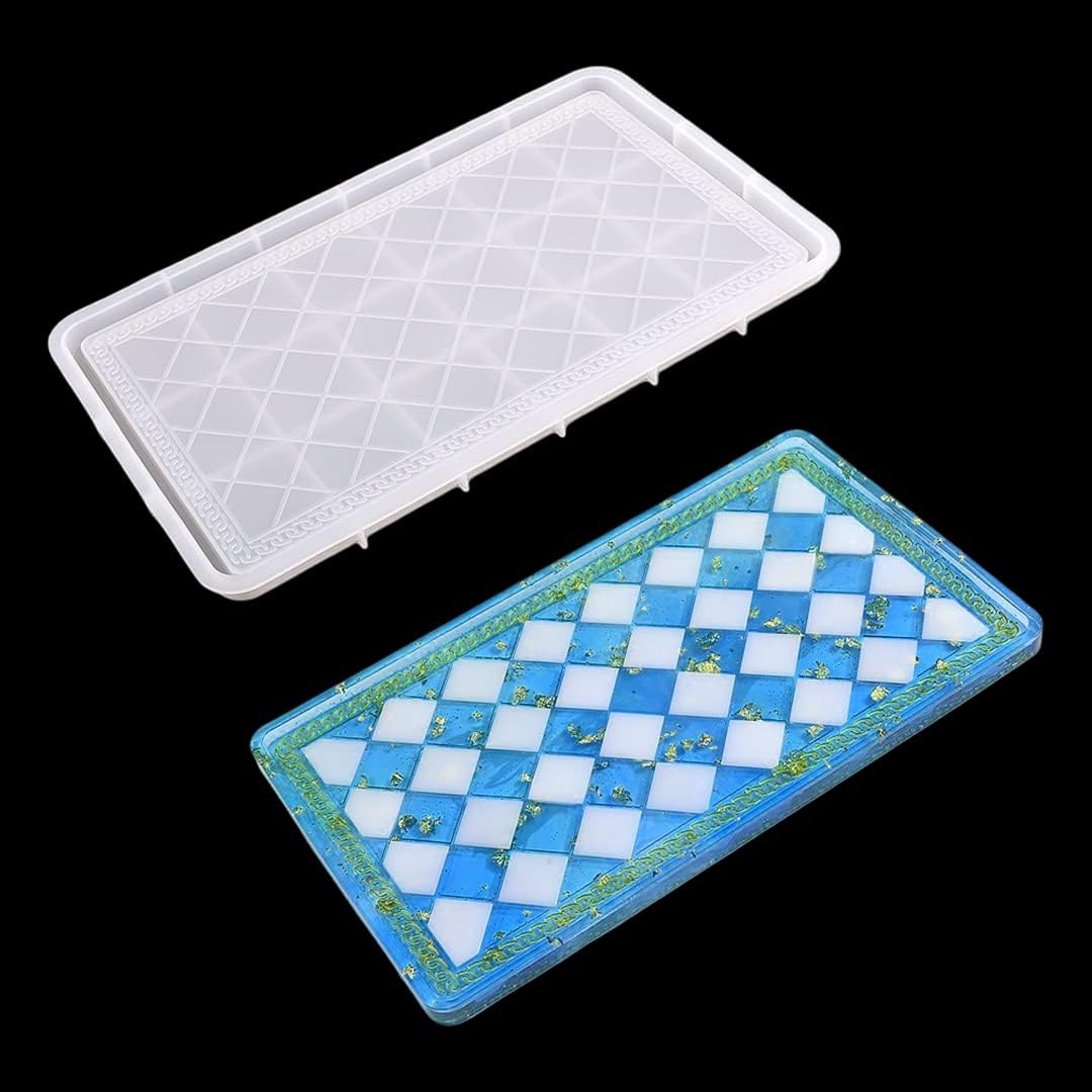 Zayookey Resin Tray Mold, Large Silicone Tray Molds with Edges, Rectangle Rolling Tray Resin Casting Molds for Epoxy Resin, DIY Jewelry Holder, Fruit Snack Tray