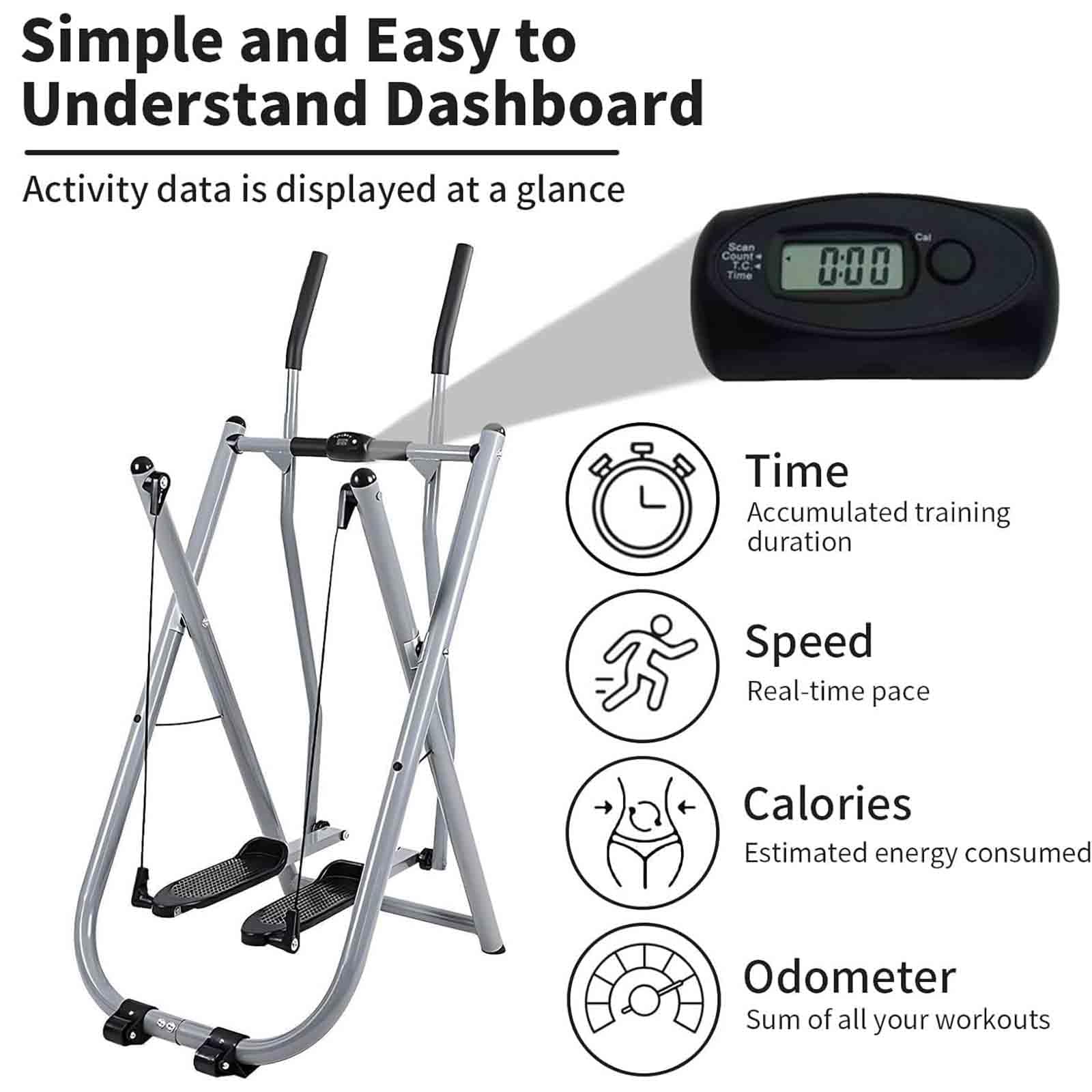 Entrenador cruzado portátil 2 en 1 de Air Walker, máquina de ejercicio de cuerpo completo plegable compacto para entrenamientos de cardio en el hogar y de oficina, solución de bajo impacto y ahorro de