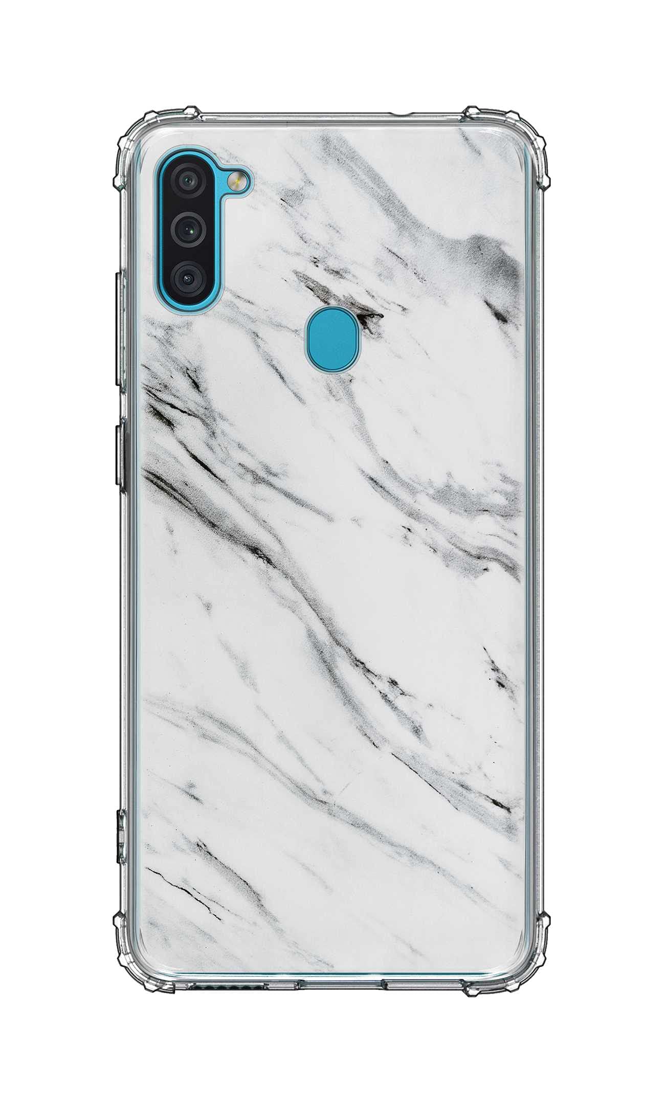 Stylizedd Classic Clear Case Compatible With Samsung Galaxy M11 / Galaxy A11 Soft Anti Drop Airbag TPU Gel Thin Transparent Cover[Designed for Galaxy M11 / Galaxy A11]-Marble Print Grey Whit