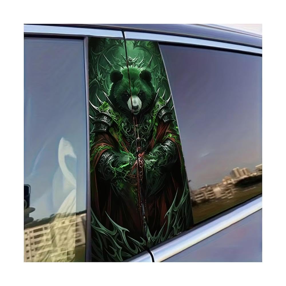 Decorative Items 2 PCS Car Center Pillar Sticker Dark Panda Glossy Material Protective Film
