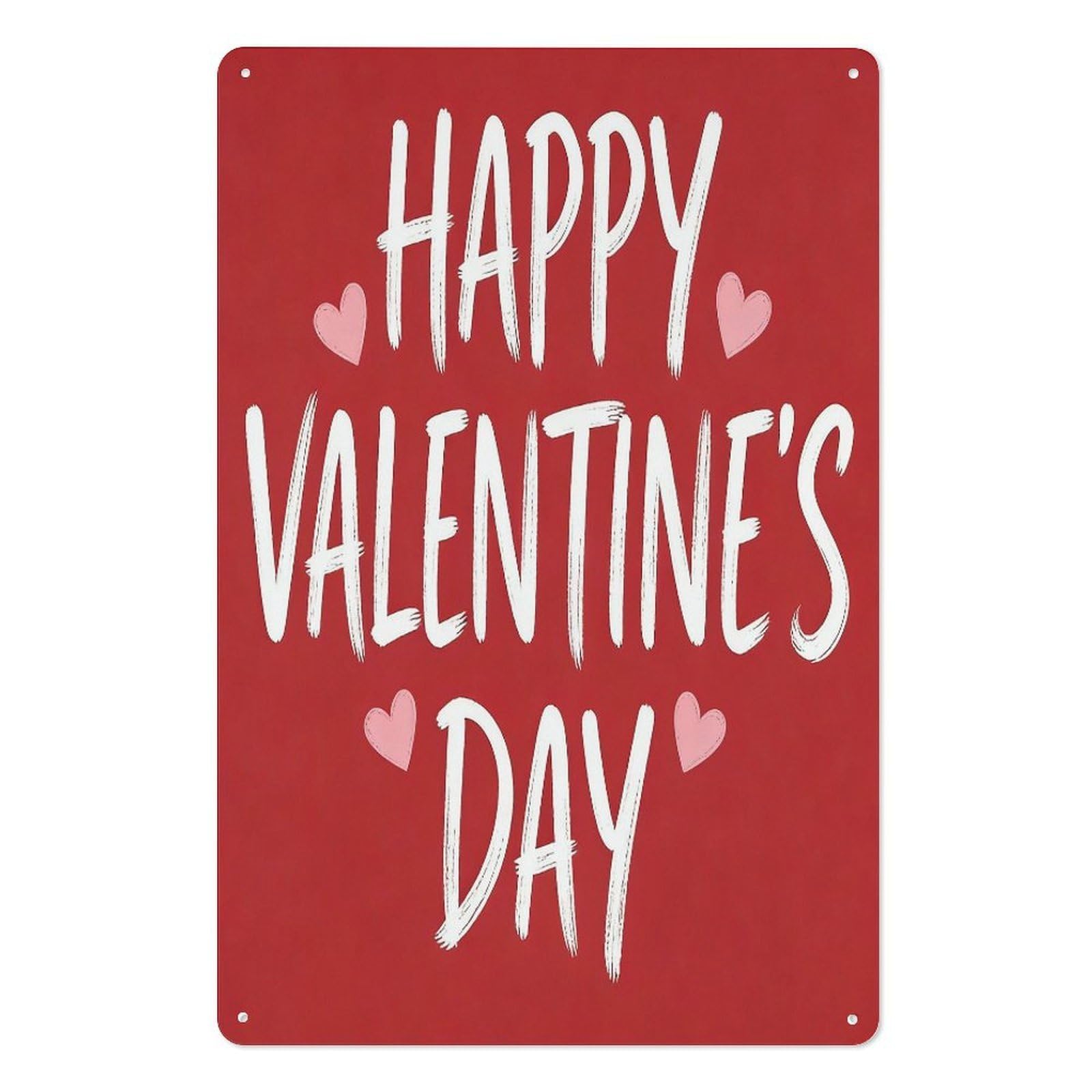 peiyeety Happy Valentine's Day Metal Tin Sign 8x12 Inch – Classic Red Heart Wall Decor Plaque for Romantic Gift