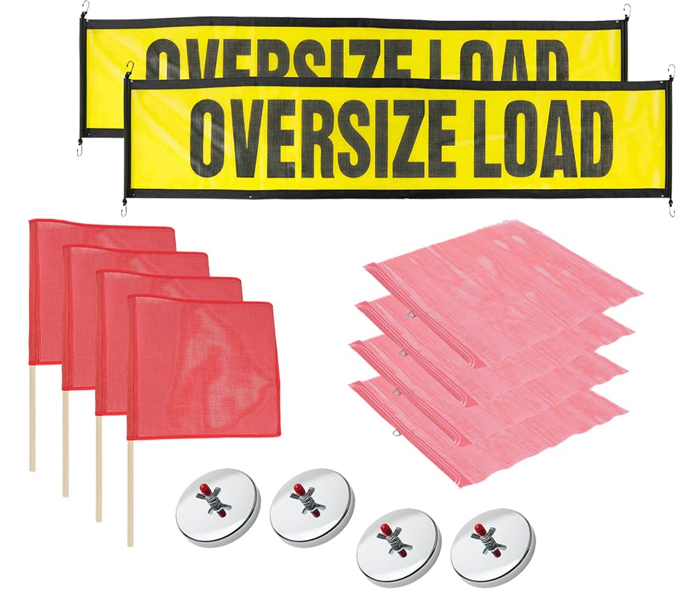 Mytee Products 15 Pcs Magnetic Oversize Load Sign Kit - 2 Mesh Oversized Load Banner, 8 Pcs Mesh Warning Flag w/Wood Dowel & Wire Loop, 1 Bag & 4 Magnetic Flag Holder for Construction, Pedestrian Sign — Amazon image 22