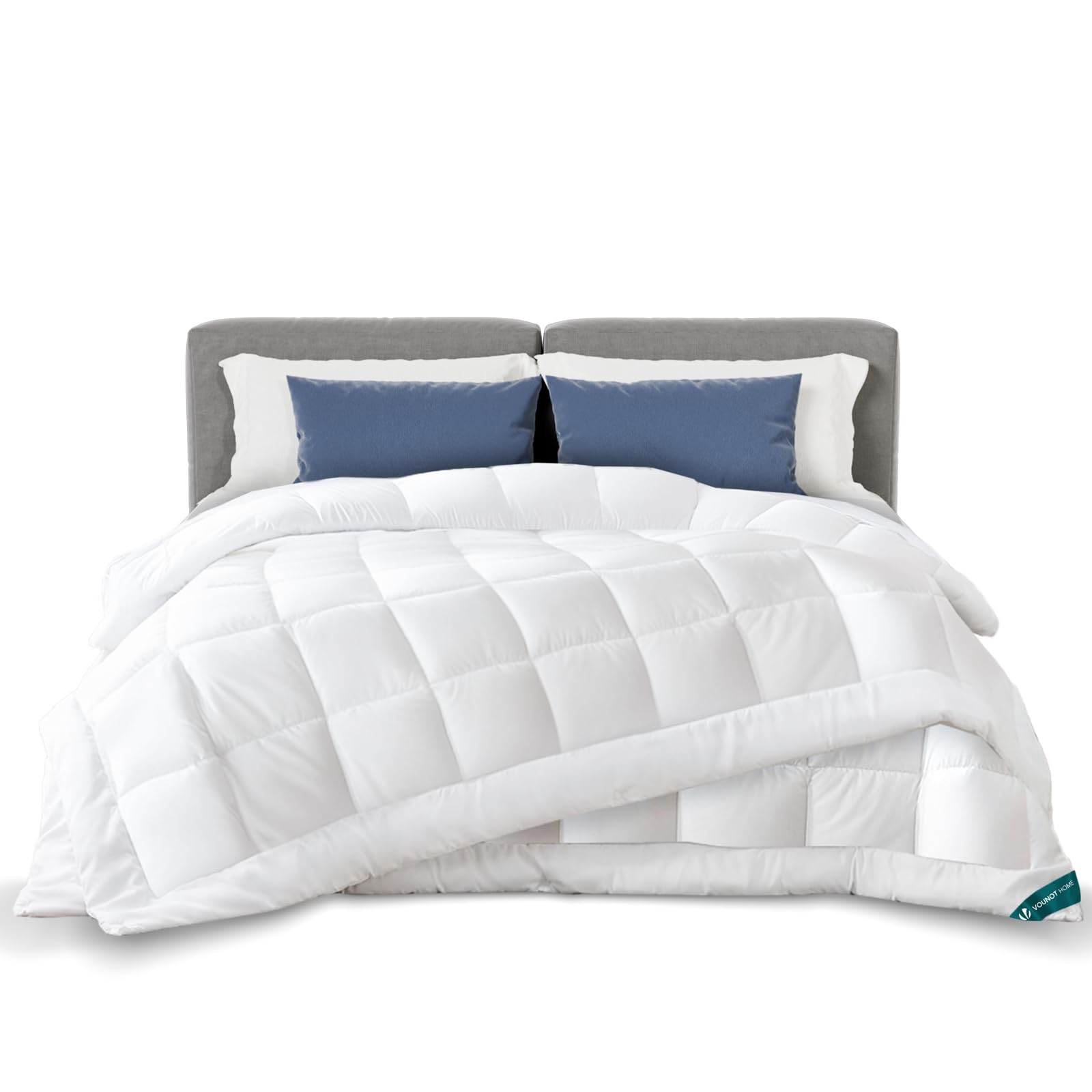 vounot® Couette 4 Saisons 220x240 cm 3 en 1-200g/m²+ 300g/m²= 500g/m² Couette Hiver en Microfibre Couverture Douce avec Rembourrage Moelleux Certifiée Oeko-Tex Blanc