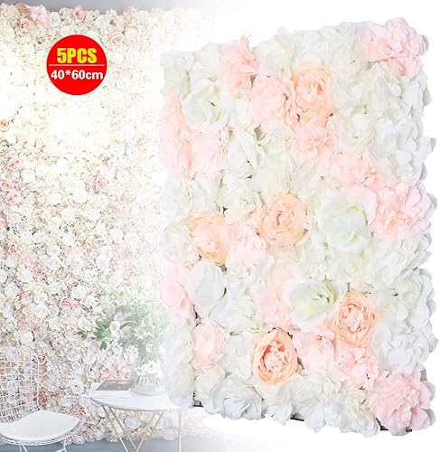 Vista 173 de 20 paneles de pared de flores artificiales, decoración de pared de 24 x 16 pulgadas, paneles decorativos de flores de hortensias para el hogar, 20