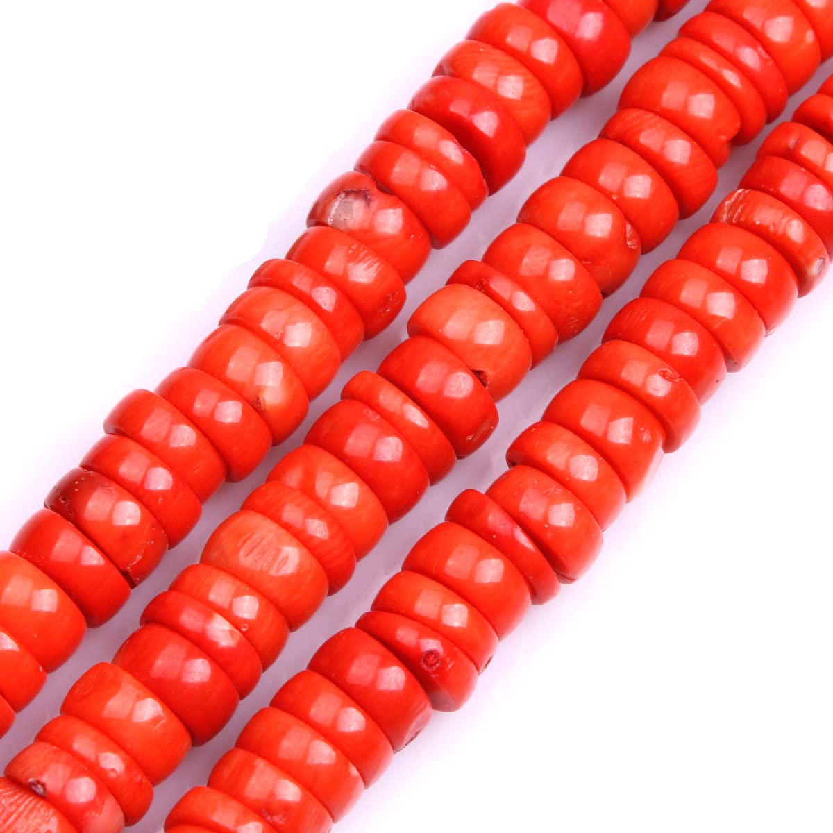 Gem-Inside 5x13mm-6x13mm Orange Red Coral Column Gemstone Loose Beads for Jewellery Making Strand 15'' Inch