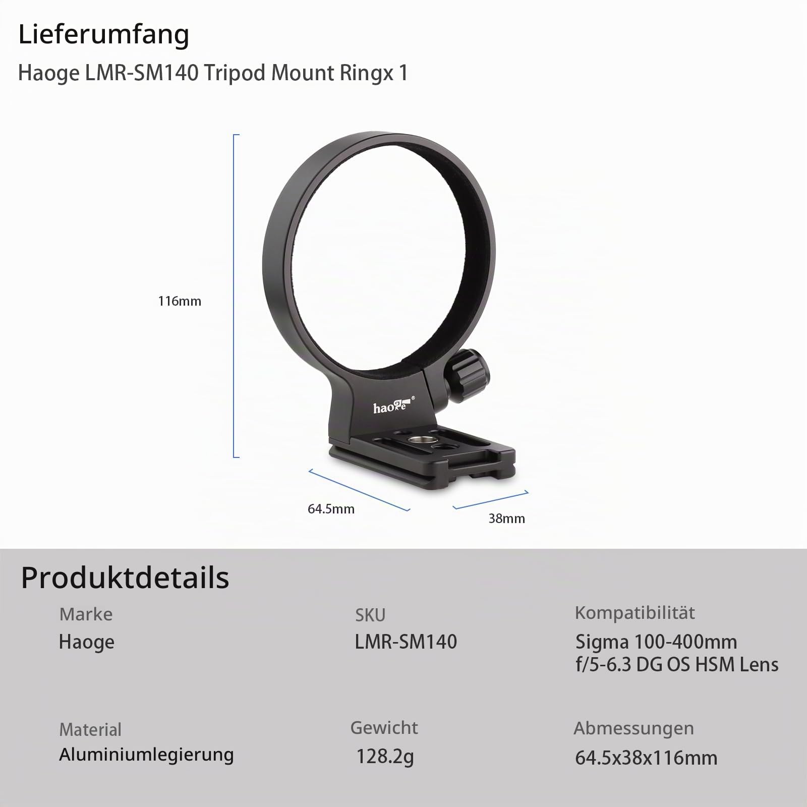 Haoge Objektivkragen für Tamron 35-150 mm F/2-2.8 Di III VXD A058 Objektivständer Basis Fuß Stativ Mount Ring, integrierte Arca-Typ-Schnellwechselplatte