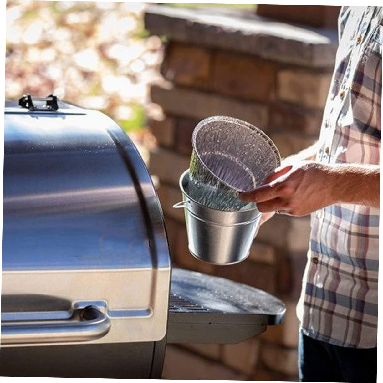 VICASKY Secchio Raccogli Grasso Portatile per Barbecue con 10 Rivestimenti