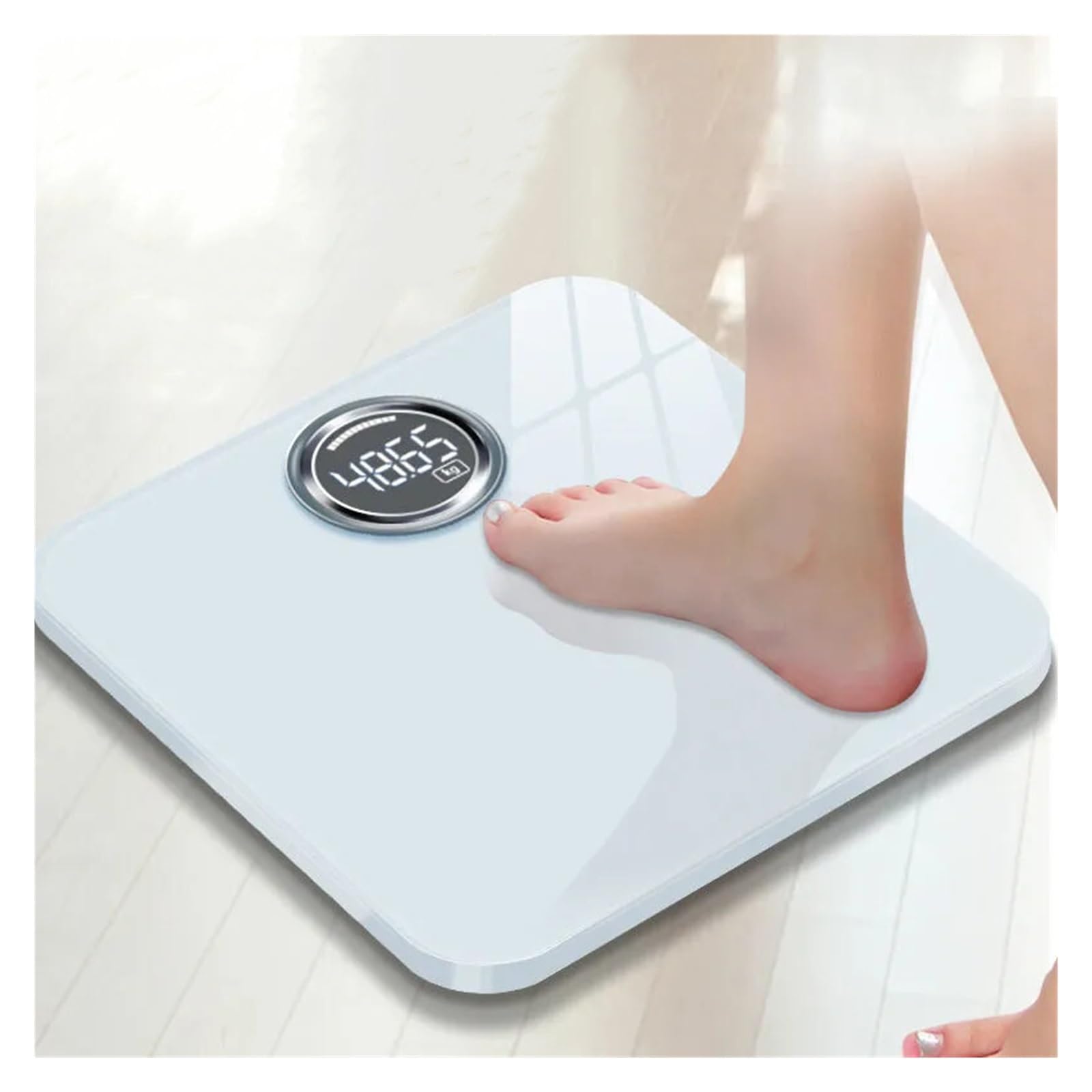 Báscula De Baño Pantalla Grande, Electrónica Inteligente Cristal Con LCD, Grasa Corporal For Suelo, Peso Digital For Equilibrio Preciso FáCil De Leer(White)