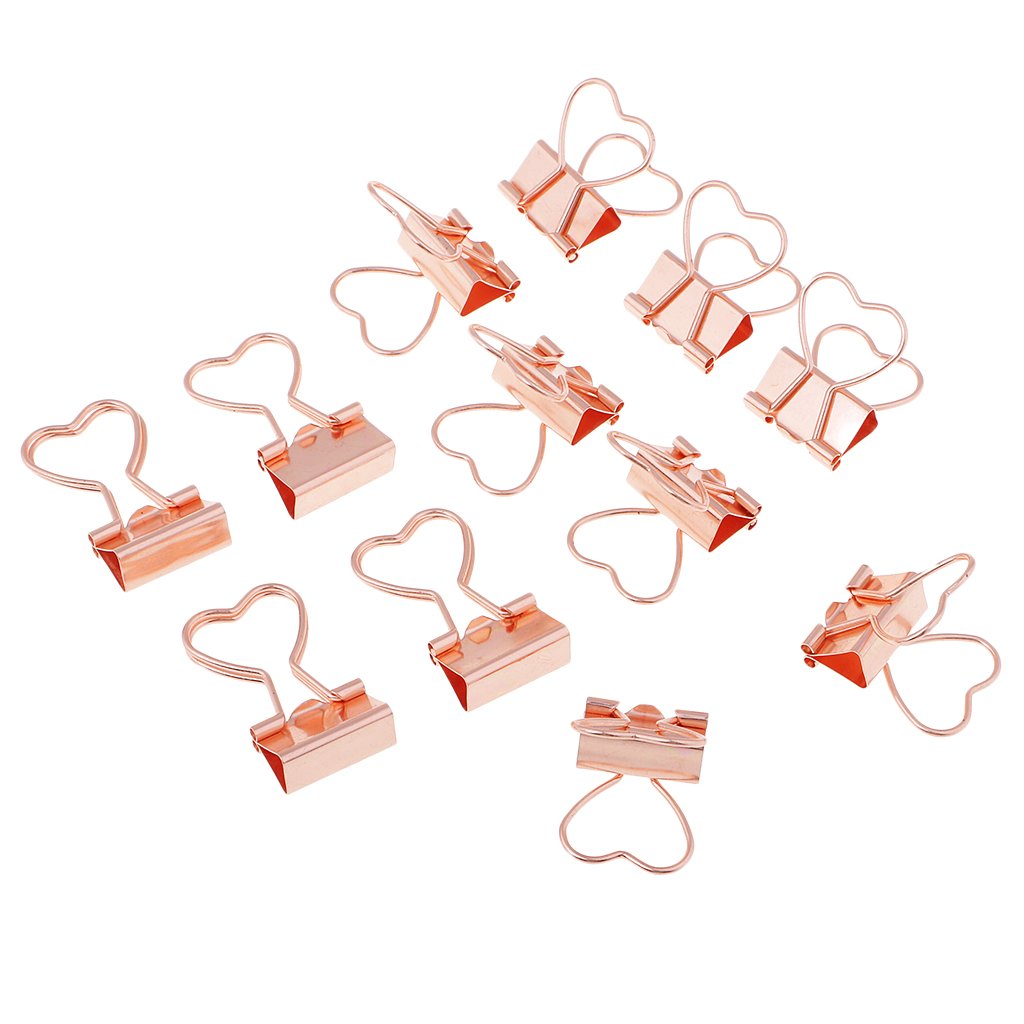 10 Set 12 Stück Metall Foldback Binder Clips Schule Büro Büroklammern Rose Gold