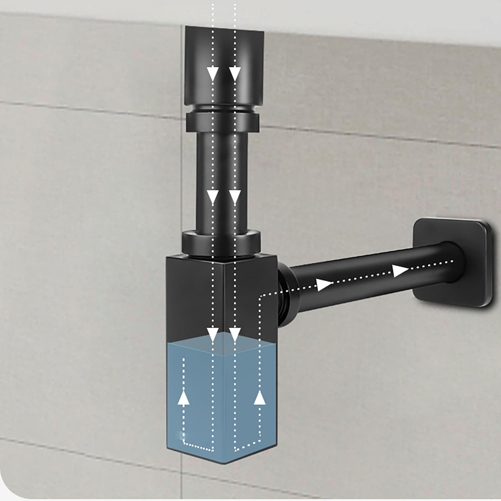 Sifón Fregadero Cocina Con Rebosadero,Válvula Click Clack,Antiolor Antiobstrucción Sifon Lavabo Para Lavabo 1 1/4"