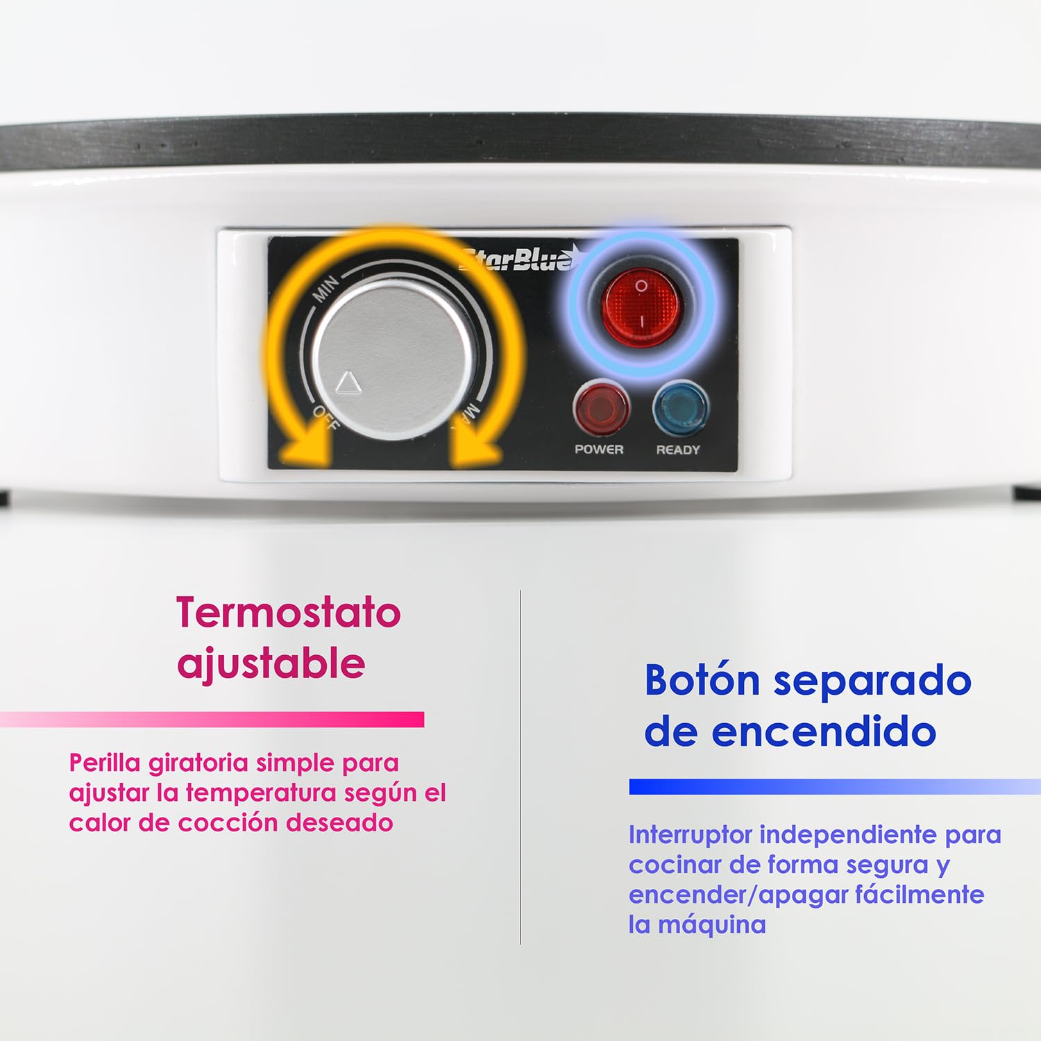 StarBlue Máquina Eléctrica Para Hacer Crepes Y Tortitas De 30,5 Cm, Con Libro Electrónico De Recetas Y Espátula De Madera, Ca 220-240 V, 50/60 Hz Y 1000 W, Enchufe Del Reino Unido Y Adaptador Europeo