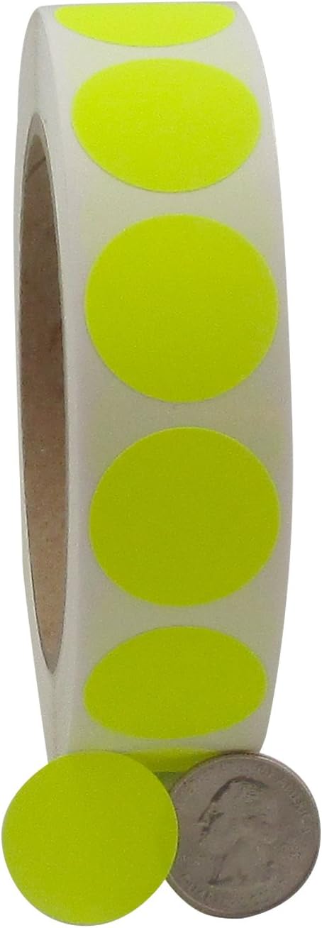 Color Coding Labels Super Bright Fluorescent Neon Yellow, Green, Orange and Pink Round Circle Dots for Organizing Inventory 1 Inch 4,000 Total Adhesive Stickers (1,000 of Each Color)