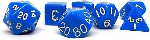 Miniatura 2 de Juego de dados poliédricos opacos, juego de 7 piezas con una fuente D20, D12, D10, D8, D6, D4 y D00 (negro con fuente blanca)