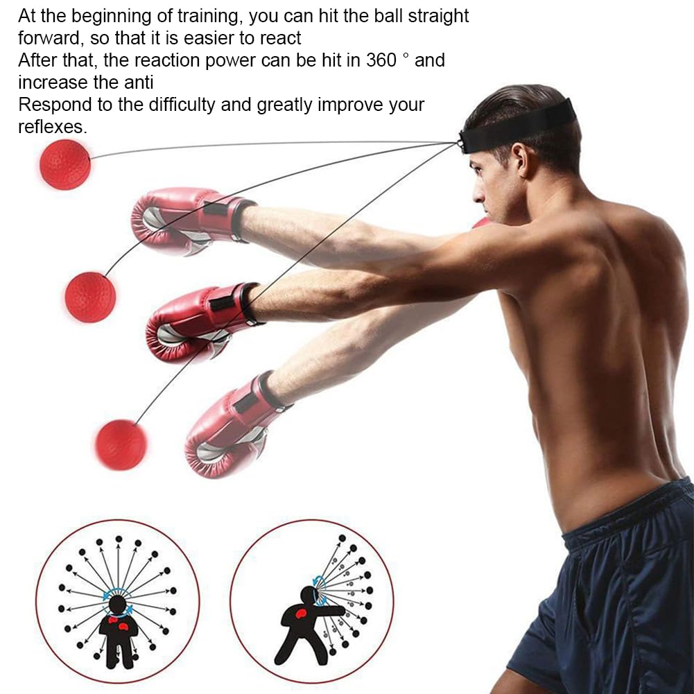 Pelota Entrenamiento de Reflejos Boxeo,Bola de Entrenamiento de Boxeo,Pelota de Reflejos,con 2 Diadema Ajustable,Mejora Las Reacciones de Velocidad,Enfoque y Coordinación de Mano Ojo