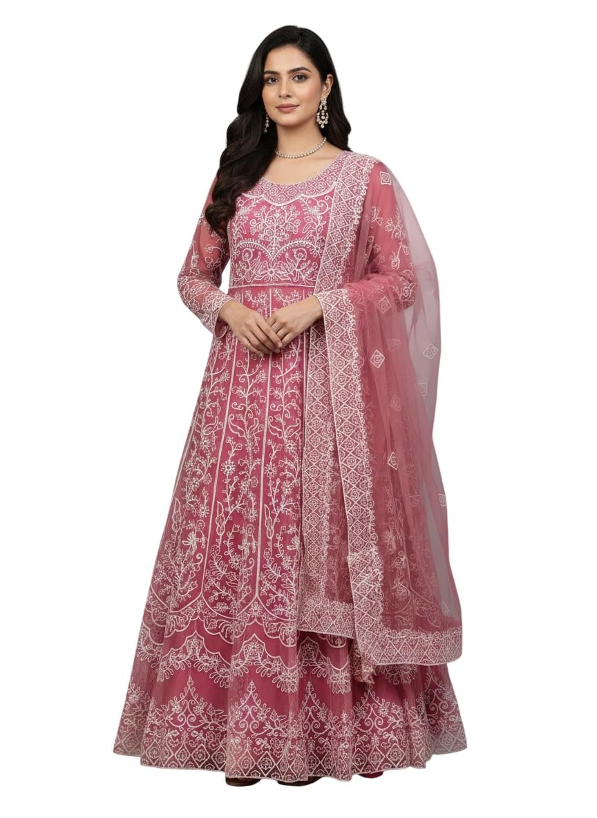 julee Women's Net Embroidered Semi-Stitched Gown Myra Gown Pyazi-Gem-picture-25