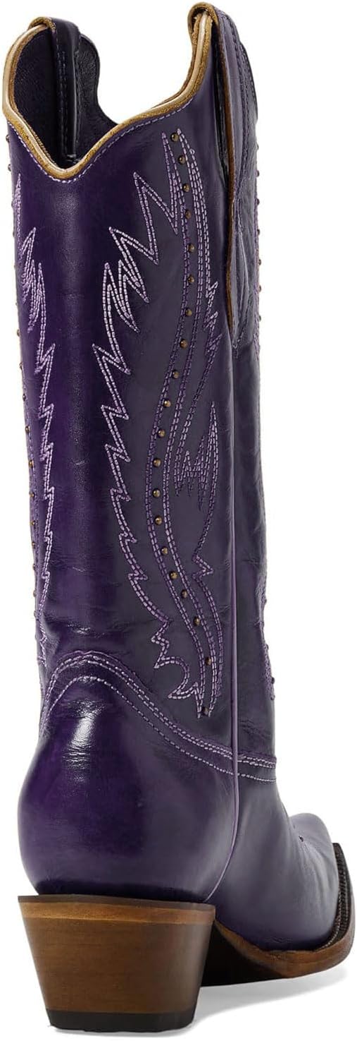 Women's Vintage Embroidered Rivet Snip Toe Cowgirl Block Heel Mid Calf Western Boots Fashion Studded Square Toe Pull On Chunky Heel Cowboy Calf High Boots for Women - Image 5