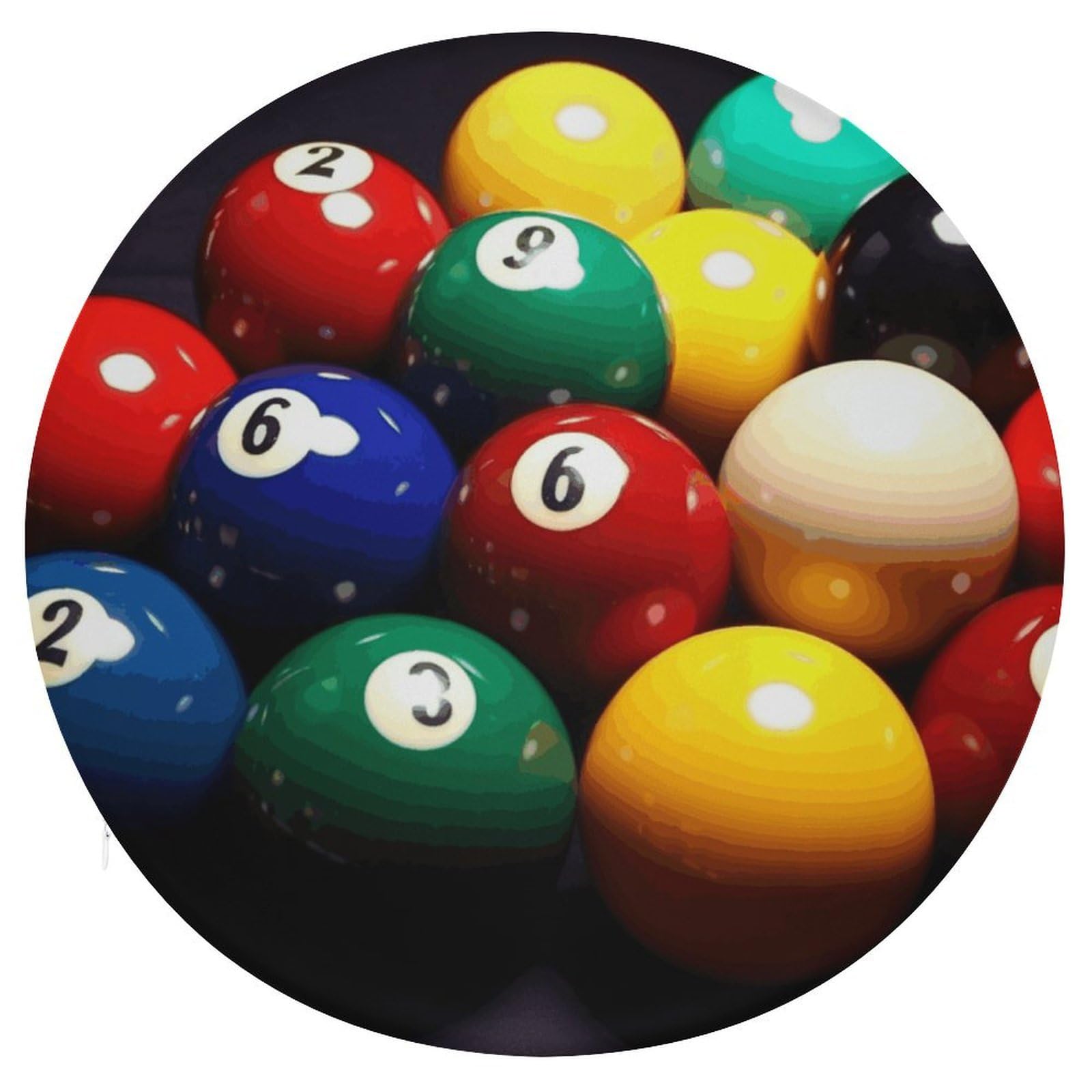 LZQPOEAS Color Billiards Round Chair Cushion 15 Inch, Detachable Memory Foam Seat Cushion,Circle Stool Cushion, Soft Round Chair Pad with Removable Cover