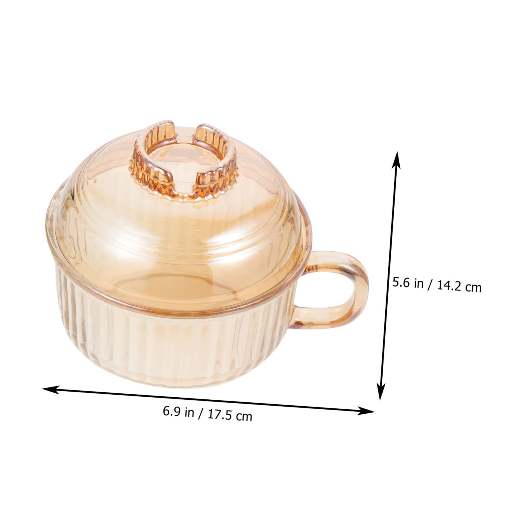 Gatuida Tazón de Vidrio para Sopa con Tapa Ámbar Multiusos para Vapor y Microondas Resistente Ligero y Decorativo para Ramen y Cocina