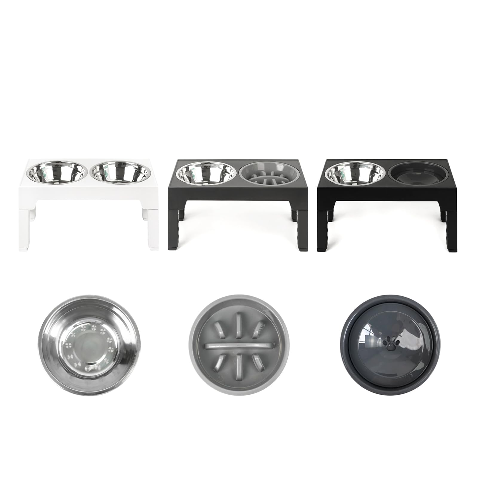 Erhöhter Katzennapf mit Doppelnapf, langsamer Futternapf, höhenverstellbar, Hund Füttern von Haustieren, Futterbehälter, Katzenwelpen, schwimmender langsamer Futterspender für Haustiere